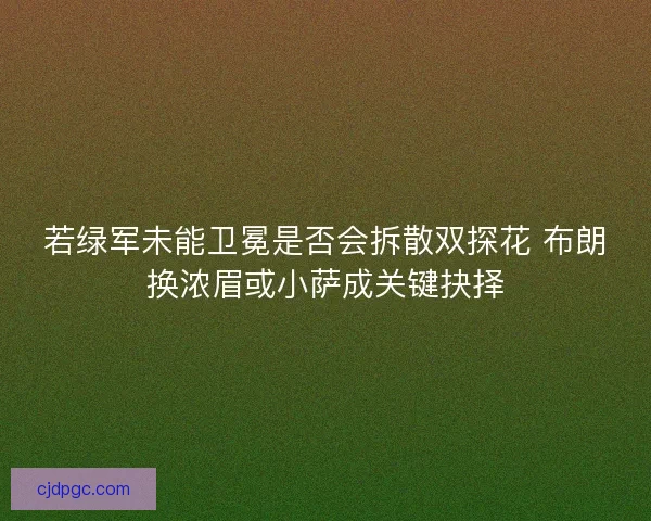 若绿军未能卫冕是否会拆散双探花 布朗换浓眉或小萨成关键抉择